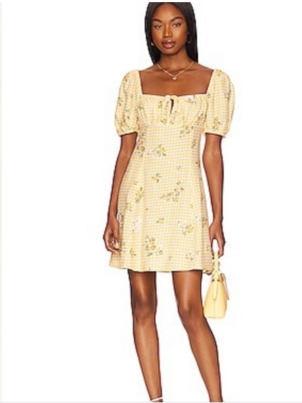 BCBG Generation Yellow‎ Lemon Gingham Dress Large NWT